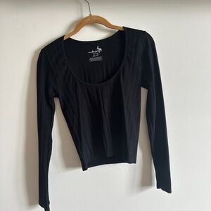 Free People Intimately Black Long Sleeve Top